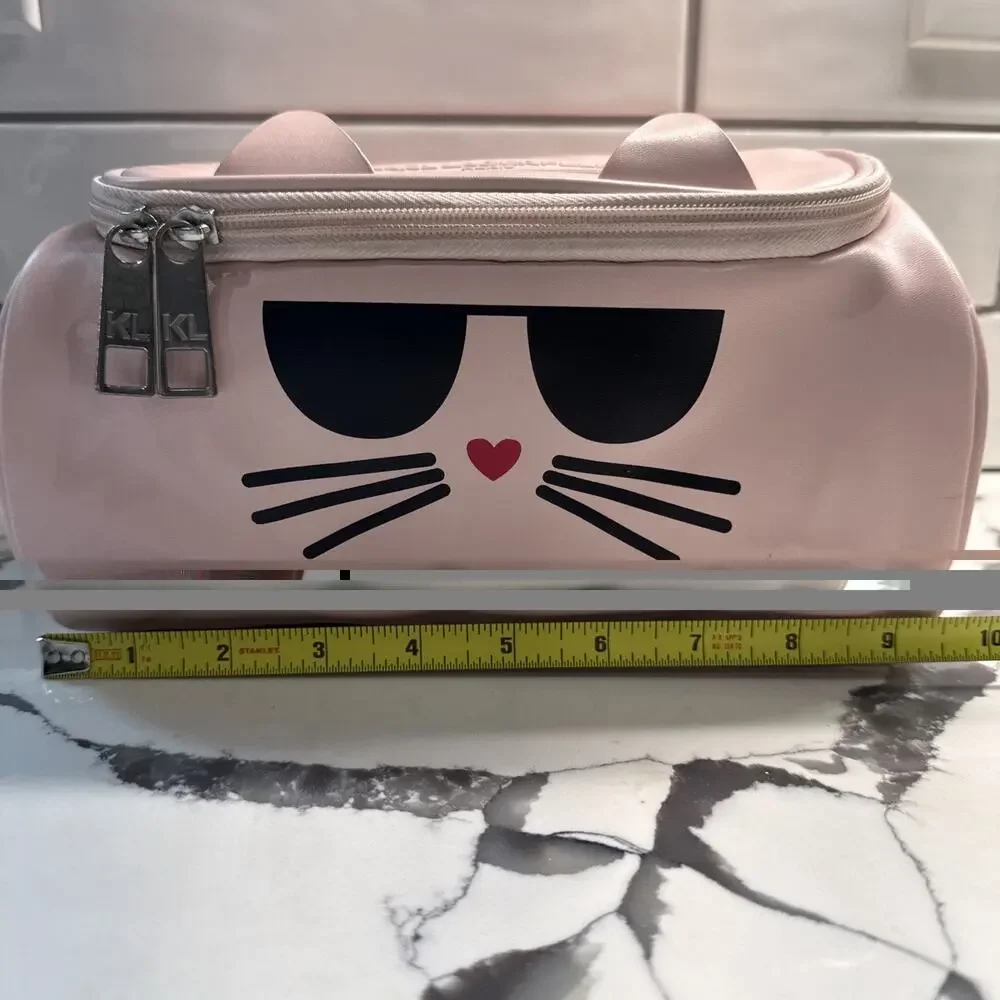 Karl Lagerfeld Maybelle Kat Pink Toiletry Makeup Bag RARE